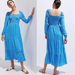 NWT Anthropologie Dolan Laney blue smocked maxi dress